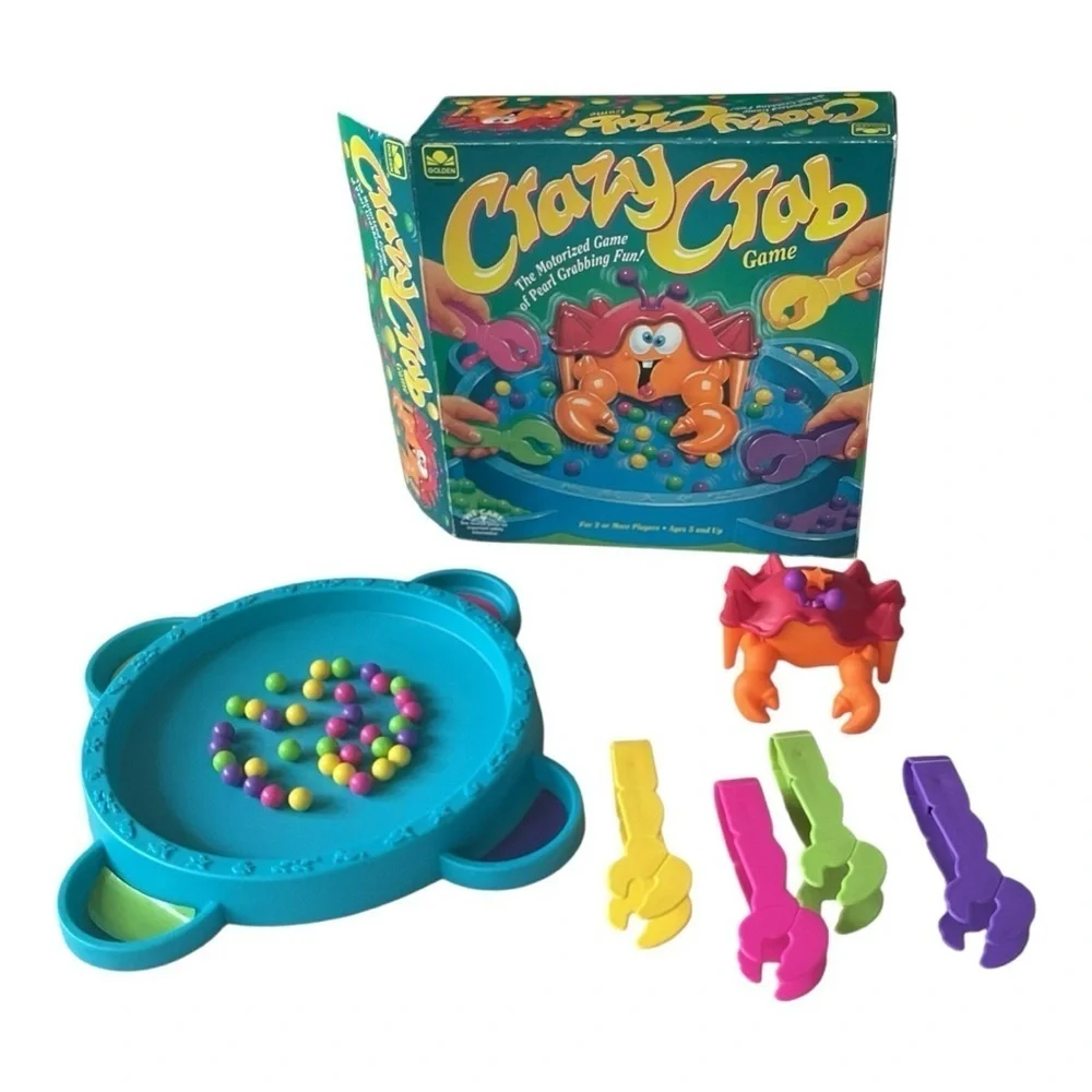 Vintage Crazy Crab Game – Motorized Pearl Grabbing Family Game – Complete